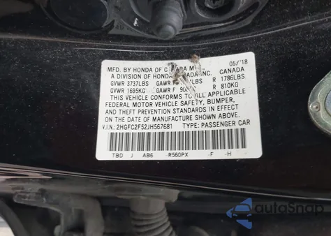 2018 Honda Civic Lx from USA, damaged, VIN 2HGFC2F52JH567681